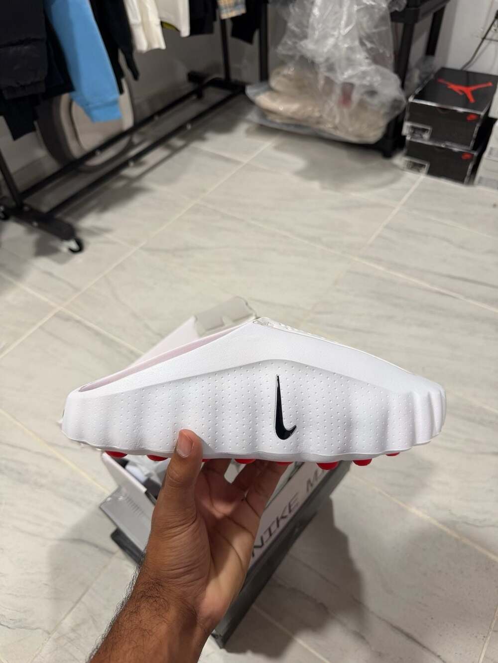 Nike Mind 001 White Speed Red Mules
